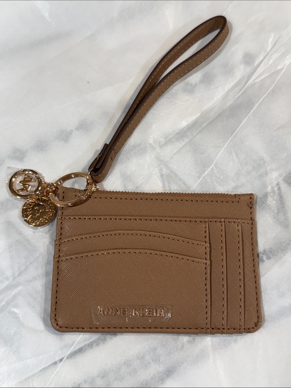 Anne Klein Tan NWOT Card Holder Wristlet with Rose Gold Accents